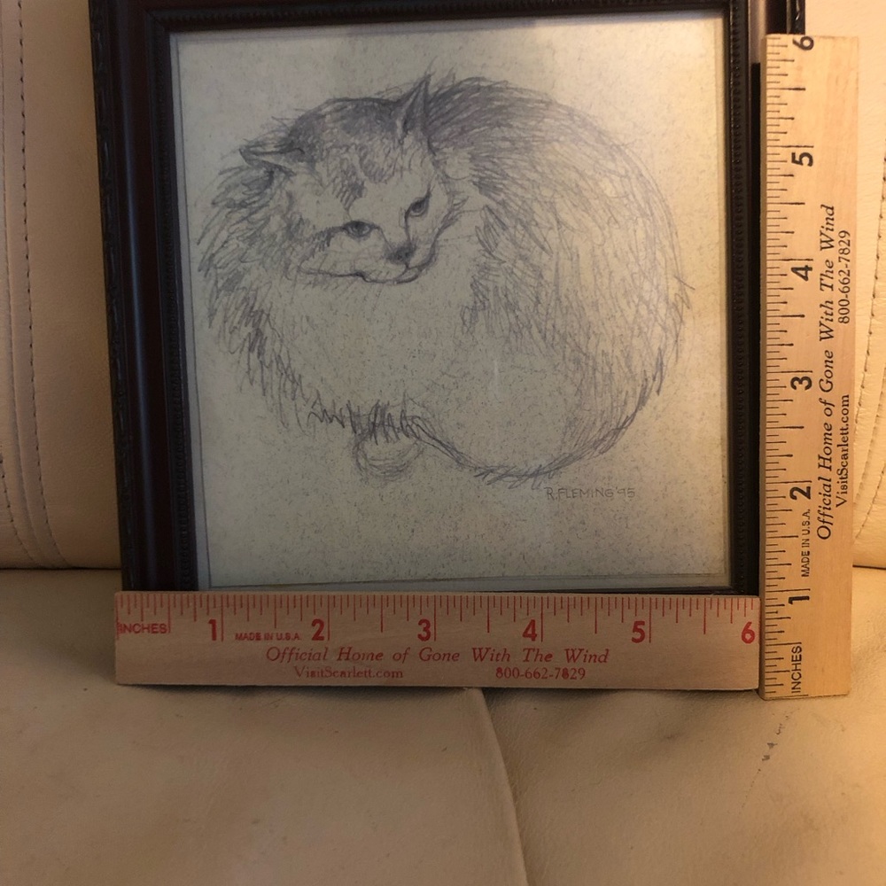 Fluffy Cat Artwork in Small Frame - Picture 3 of 4
